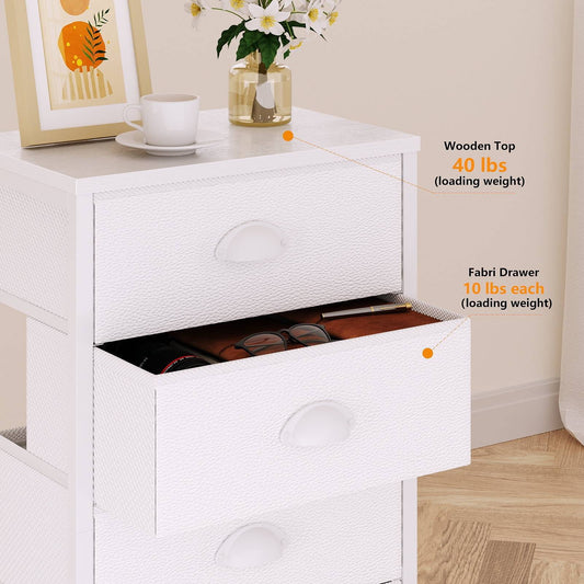 Tydimor 6 Drawer Dresser,Chest of Drawers for Bedroom Tall Fabric Dresser,White