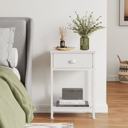 Satifur Set of 2 Nightstand for Bedroom,3-Tier End Table with Drawer,White