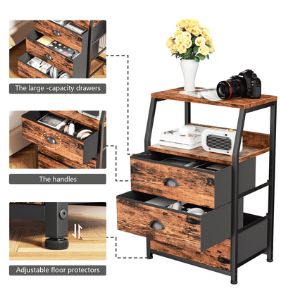 TYDIMOR Night Stand, Small Dresser 3 drawer storage organizer for Bedroom, Brown, Adults