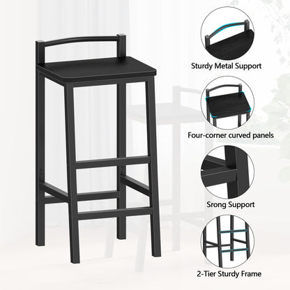 TYDIMOR Bar Stools, Set of 2 Bar Chairs, 24 Inch Saddle Stools, Kitchen Counter Stools with Footrests, Industrial Stools for Dining Room, Kitchen, Counter, Bar, Rustic Brown and Black