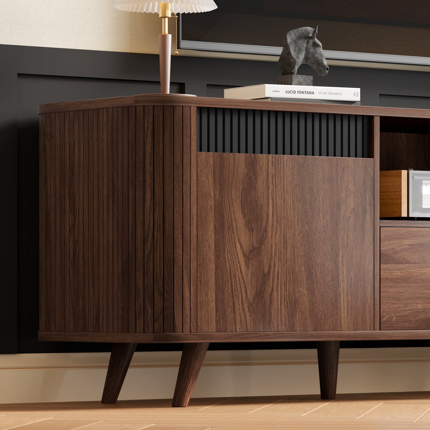 Tydimor TV Cabinet Stands for TVs up to 70", Entertainment Center with Storage Shelf & Outlet, Media Console Table with Drawers for Living Room