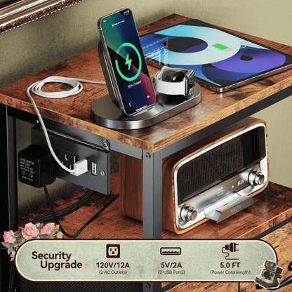 TYDIMOR Small Dresser for Bedroom, 5 Drawer with Charging Station, Brown, Ideal for Adults