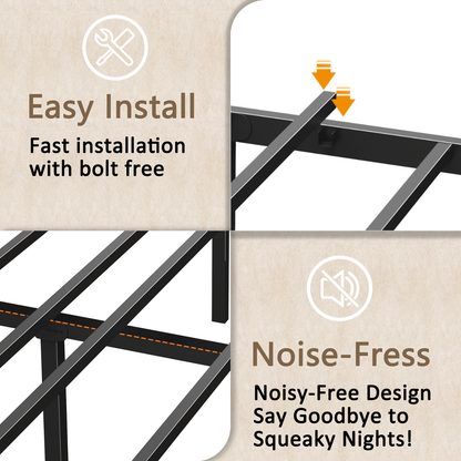 Satifur Full Size Bed Frame with 2 Storage Drawers Headboard, LED & Charging Station, Black oack