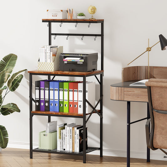 TYDIMOR Baker's Rack with Hutch, Microwave Stand Kitchen Organizer 4 Tier Storage Shelf for Kitchen Home Office