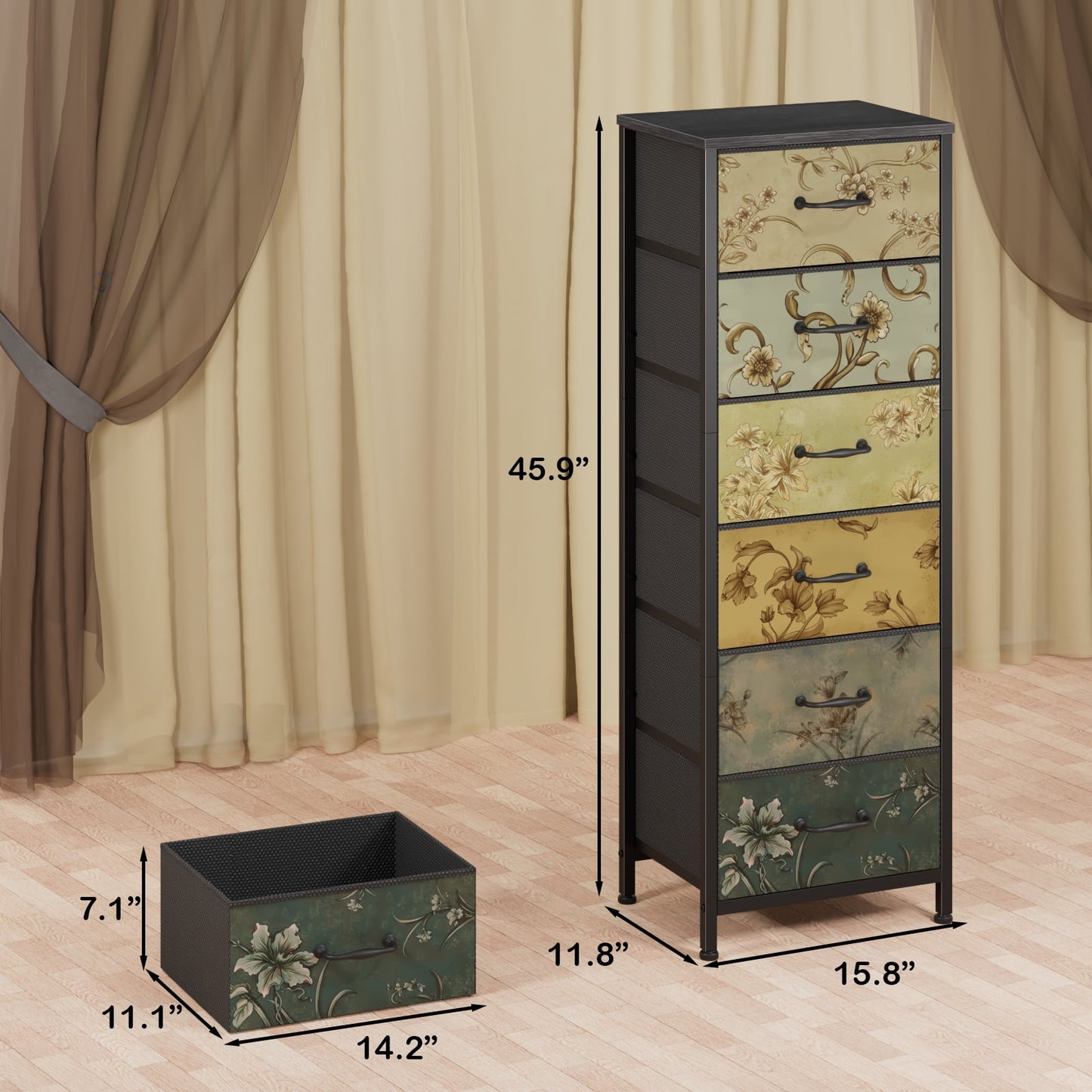 TYDIMOR Tall Dresser for Bedroom, 6 Drawer Chest of Drawers, Steel Frame, Ideal for Adults