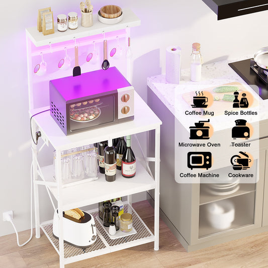TYDIMOR Baker's Rack with Hutch, Microwave Stand Kitchen Organizer 4 Tier Storage Shelf for Kitchen Home Office