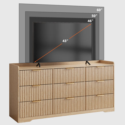 Tydimor Dressers for Bedroom 9 Drawers, Wide Chest of Drawers Storage Organizer, Wooden Cabinet with Anti-Tip Safety for Living Room, Hallway