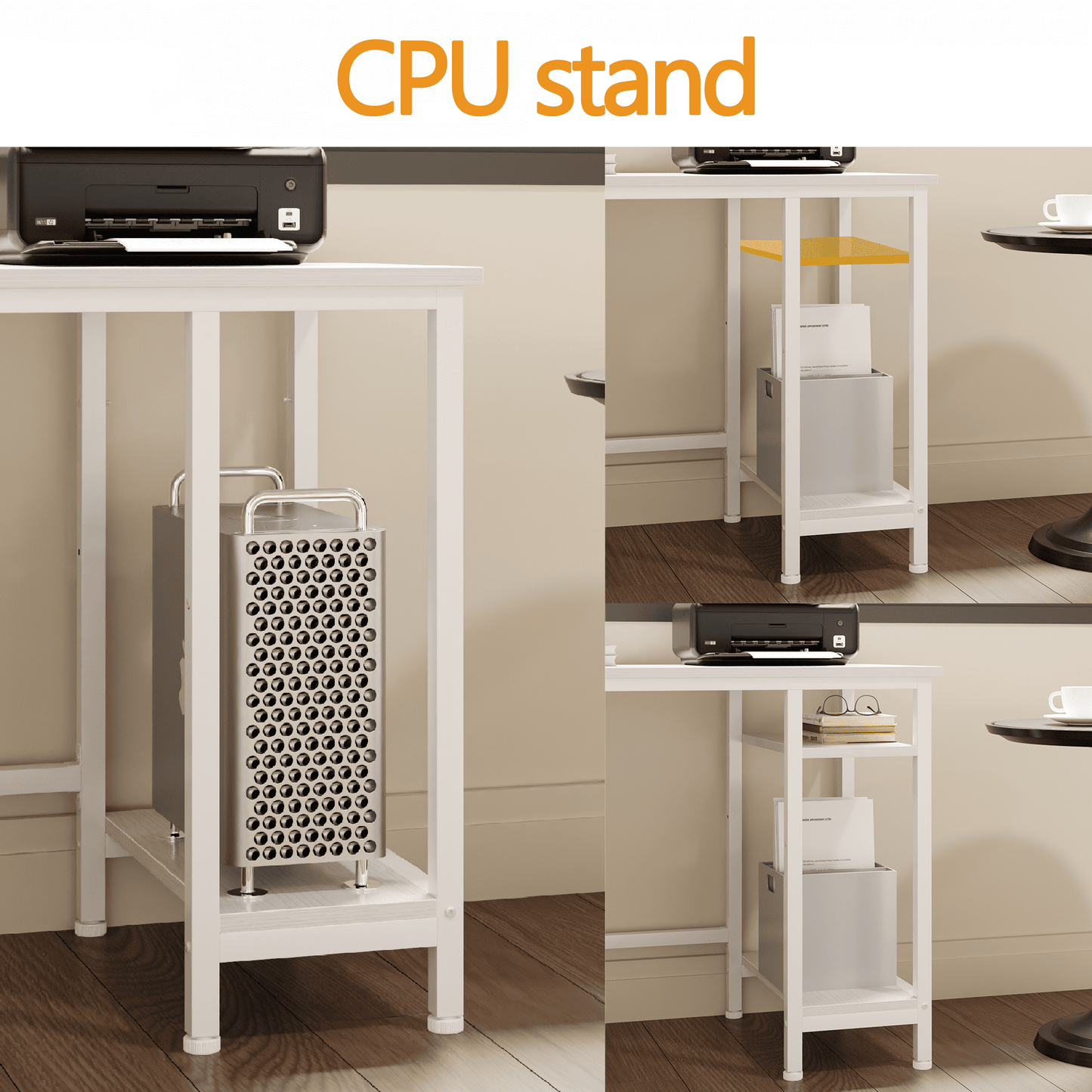 Satifur Computer Desk L-Shaped, Corner Desk with Power Outlet, Reversible Gaming Desk, White