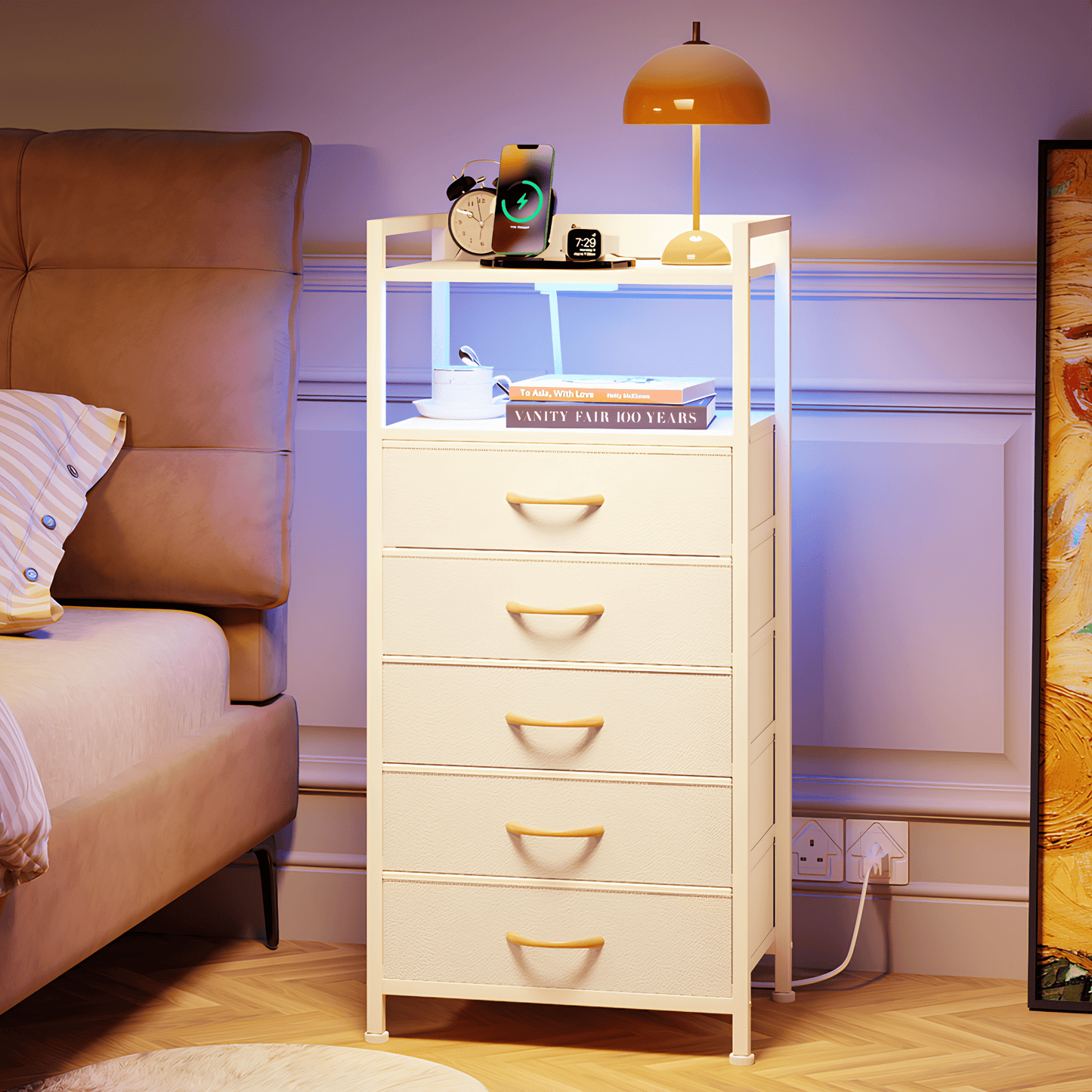 TYDIMOR Tall Dresser for Bedroom, 5 Drawer with Charging Station, Black, Ideal for Adults