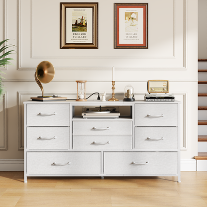 Tydimor TV Stand for TVs up to 55", Media Console for Living Room, Entertainment Center with Cabinet Storage, White