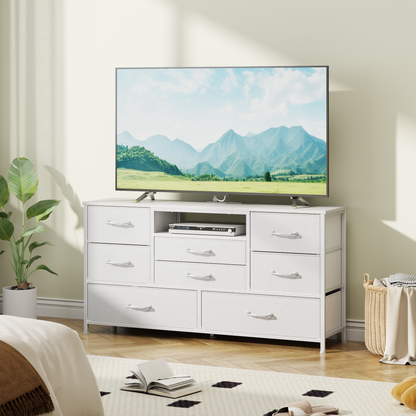 Tydimor TV Stand for TVs up to 55", Media Console for Living Room, Entertainment Center with Cabinet Storage, White